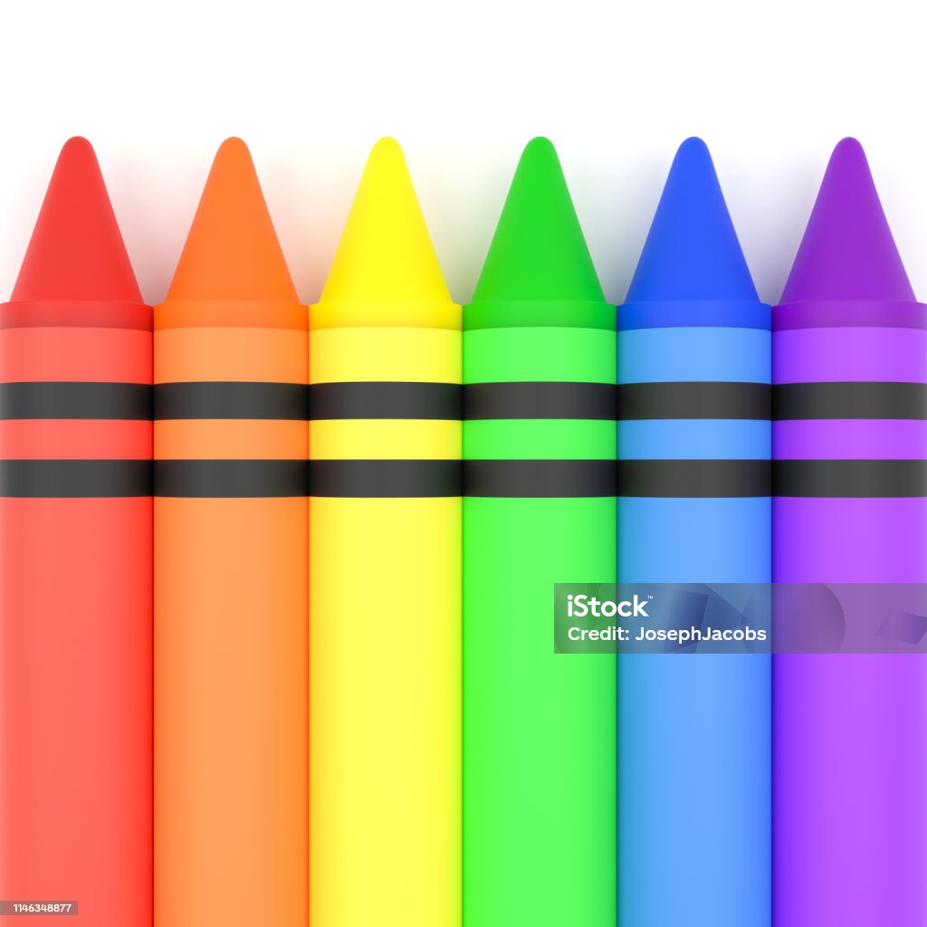 Crayons In Rainbow Order Stock Photo - Download Image Now - Cut Out, School  Supplies, Three Dimensional - iStock