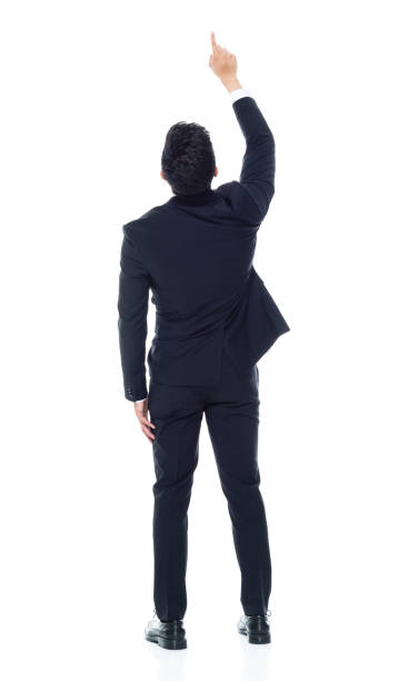 istock Attractive looking Chinese businessman - pointing up 1146350097