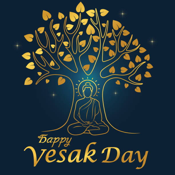 Vesak day Vesak day banner with Gold Buddha under Bodhi Tree art vector design happy vesak day stock illustrations