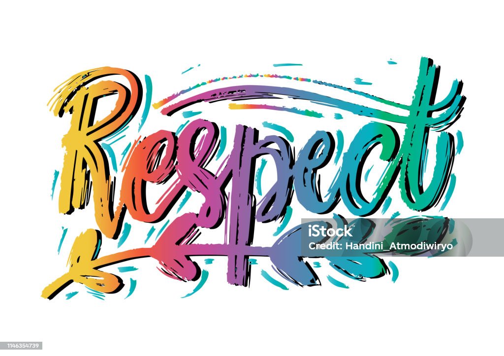 Respect In Cursive Respect Hand Drawn Lettering Vector Illustration Stock Illustration ...