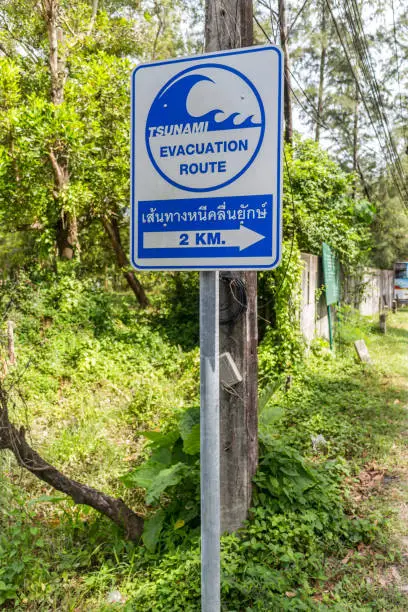 Tsunami evacuation route sign, Phuket, Thailand