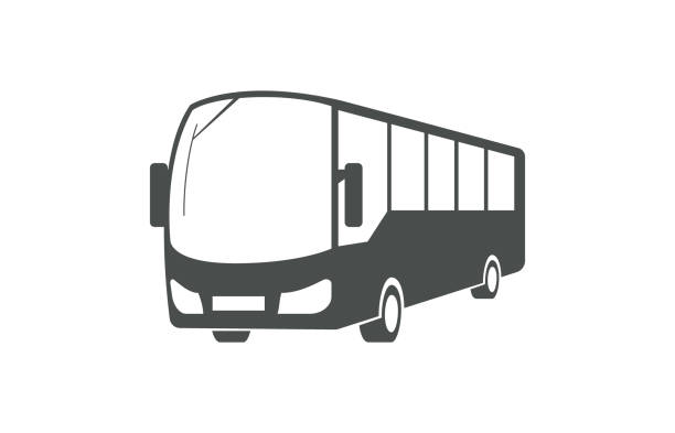 stockillustraties, clipart, cartoons en iconen met stadsbus, openbaar vervoer symbool - busje