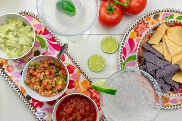 Top view of festive Mexican cuisine for Cinco de Mayo stock photo