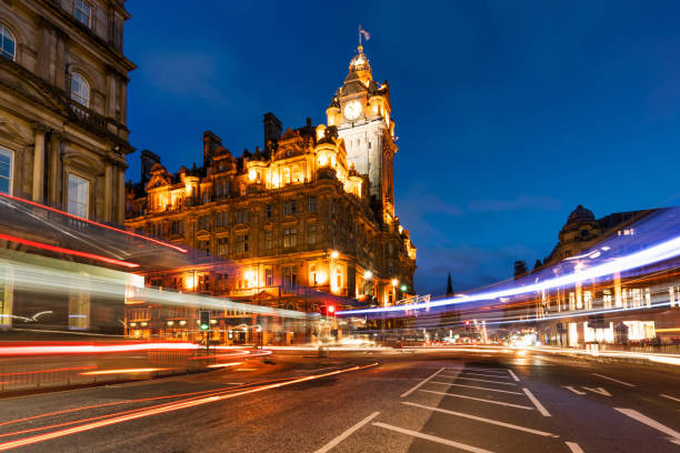 istock Edinburgh at night scene with Speed of Lights 1146395628
