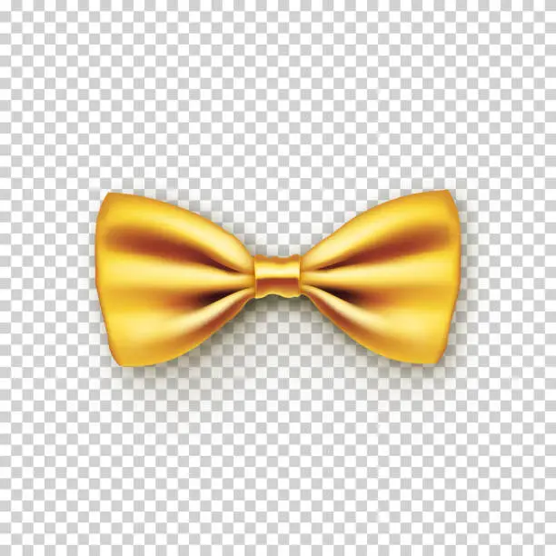 Vector illustration of Stylish gold bow tie from satin