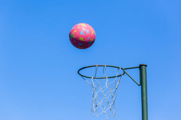 istock Netball Hoop Ball Flight Blue Sky 1146399626