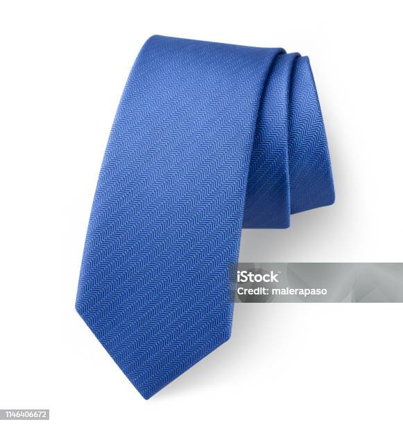 Blue Silk Tie Photo With Clipping Path Stock Photo - Download Image Now - Necktie, Tying, Cut Out