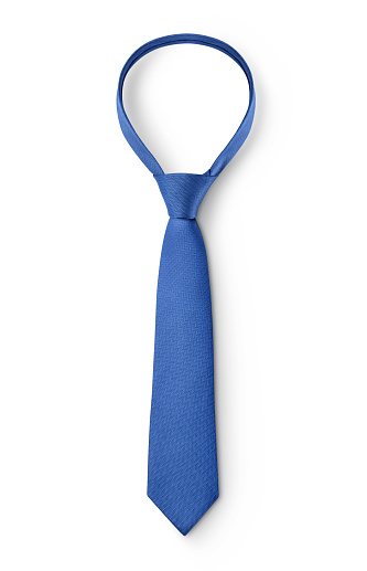 Corbata de seda azul sobre fondo blanco photo