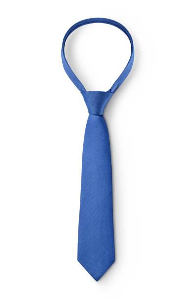 cravatta in seta blu su sfondo bianco - necktie garment fashion clothing foto e immagini stock