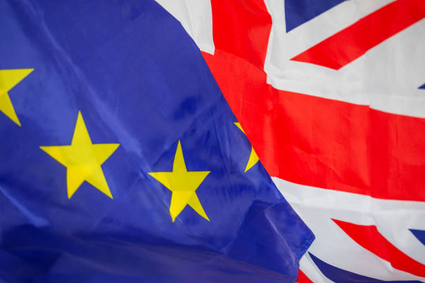 Brexit European and UK flag together
