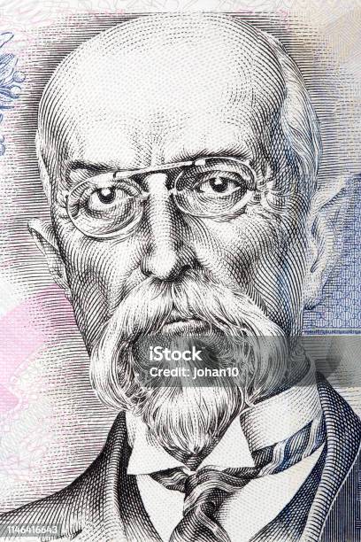 Tomas Garrigue Masaryk Has Portrait Stock Photo - Download Image Now - Close-up, Currency, Czech Culture