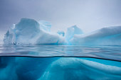 Iceberg under and over water