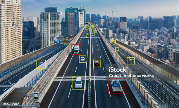 Traffic Monitoring System Concept Futuristic Transportation Stock Photo - Download Image Now