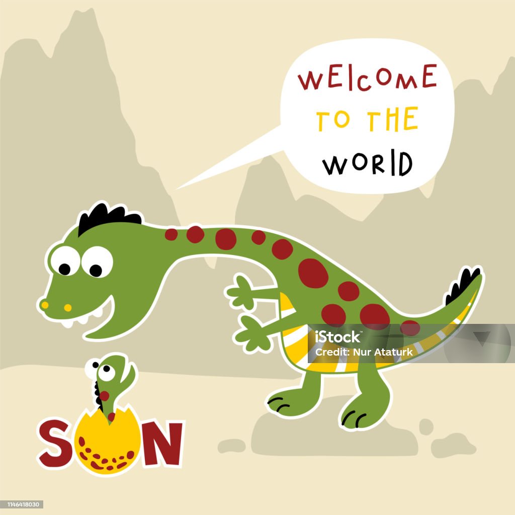 Funny Cartoon Of Dinosaurs Family Stock Illustration - Download Image Now -  Alien, Animal, Cartoon - iStock