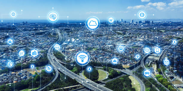 Communication network concept. Smart city. Communication network concept. Smart city. autonomous technology photos stock pictures, royalty-free photos & images