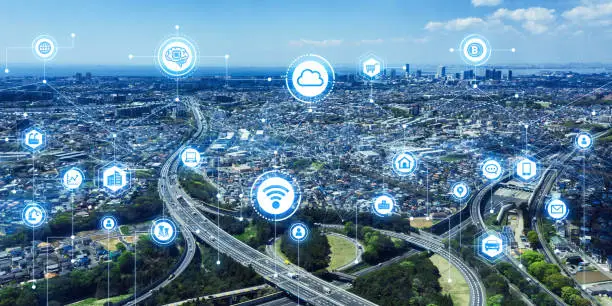 Photo of Communication network concept. Smart city.