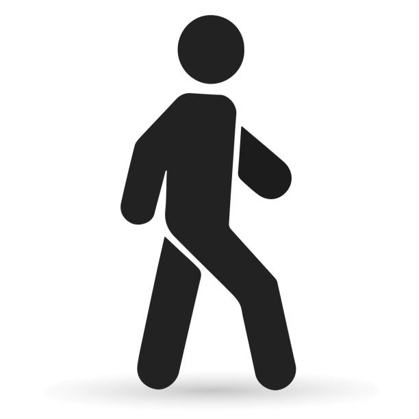ilustraciones, imágenes clip art, dibujos animados e iconos de stock de hombre caminante. icono de vector - pedestrian walkway illustrations