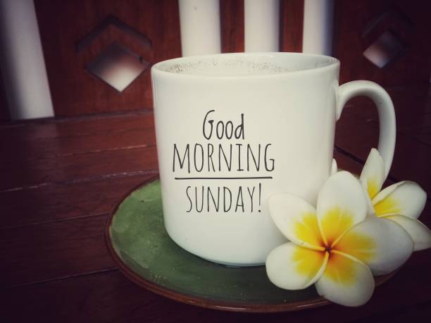 istock Sunday greeting text on a cup of coffee. 1146423202
