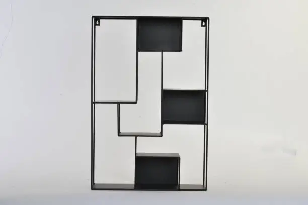 Black Cube Room Divider Bookcase, BLACK BOOKCASE ETAGERE WALL-MOUNTED SHELF IN METAL WALL-MOUNTED SHELF