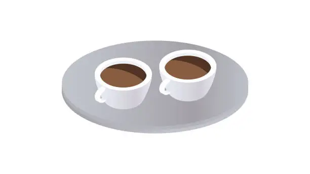 Vector illustration of Two White Cups Of Coffee Icon