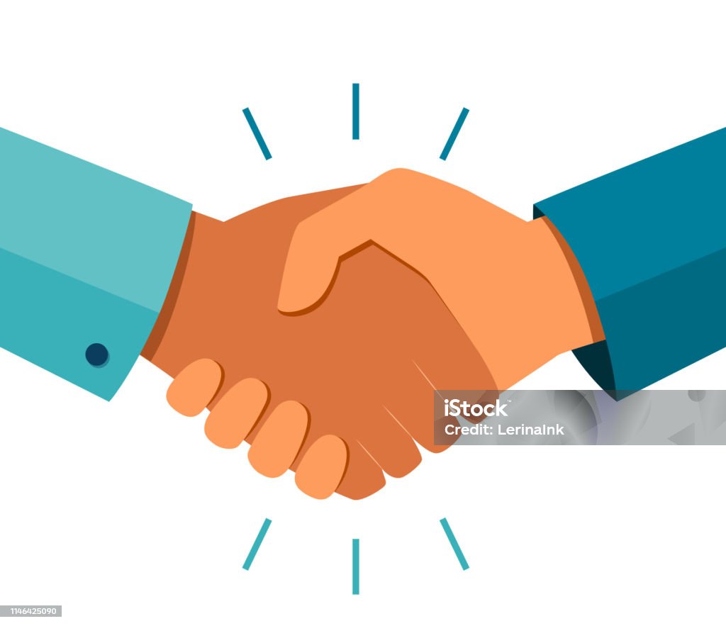 Handshake of business partners. Business handshake. Successful deal. Vector flat style illustration Handshake stock vector