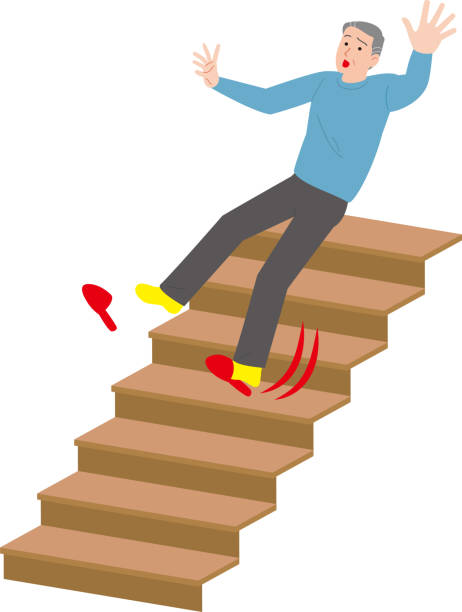 istock Home accident of the elderly.Falling from the stairs. 1146432571
