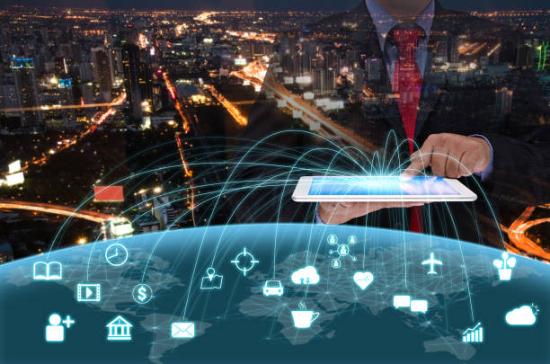 istock Digital Composite Image Of Businessman Using Digital Tablet With Cityscape 1146438200