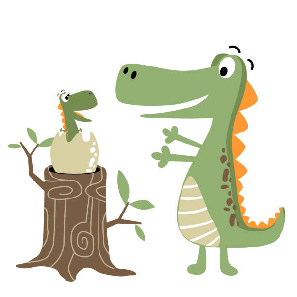 Dinosaur Family Cartoon Stock Illustration - Download Image Now -  Alligator, Animal, Animal Family - iStock