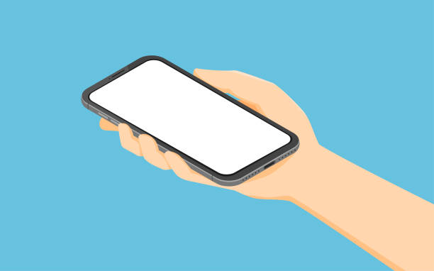 ilustraciones, imágenes clip art, dibujos animados e iconos de stock de el teléfono inteligente de mano isométrica - hand holding phone