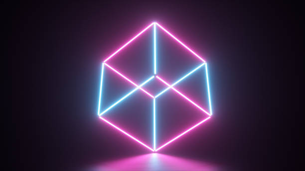 istock Abstract glowing neon lines creating a cube, blue red spectrum, fluorescent ultraviolet light, modern colorful lighting, 3d illustration 1146447533
