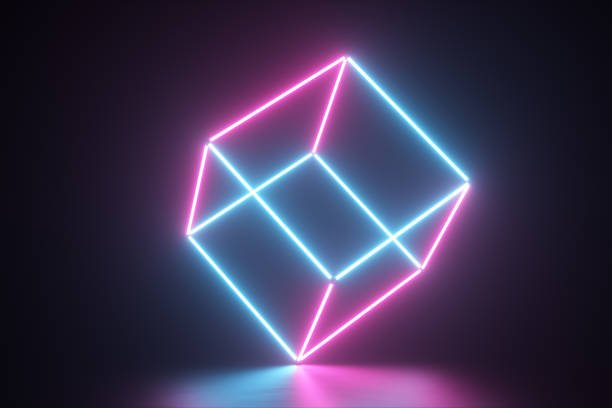 istock Abstract glowing neon lines creating a cube, blue red spectrum, fluorescent ultraviolet light, modern colorful lighting, 3d illustration 1146447549