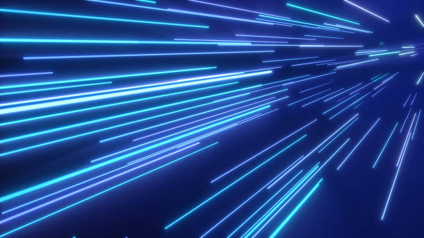 istock Neon pink blue light streaks. 3d illustration abstract motion background. Fluorescent ultraviolet light, laser neon lines. 1146449553