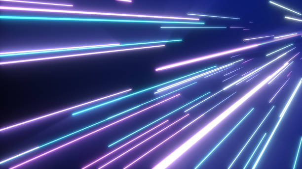 istock Neon pink blue light streaks. 3d illustration abstract motion background. Fluorescent ultraviolet light, laser neon lines. 1146449555