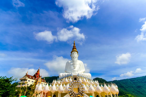 istock five white Buddha with sky at Wat Pha Sorn Kaew, Khao Kho, Phetchabun, THAILAND. 1146450919