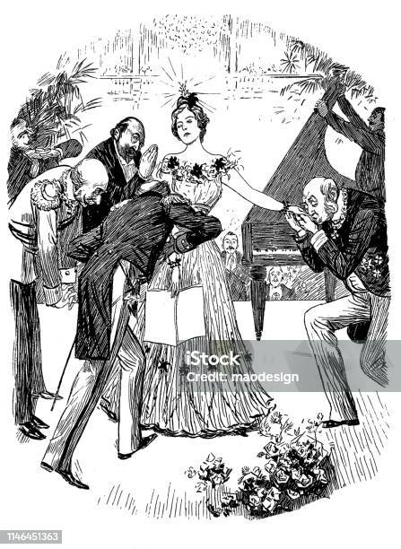 Diva Stock Illustration - Download Image Now - 19th Century, Piano, 1886