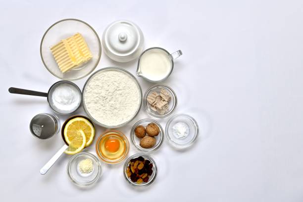istock Ingredients for yeast dough and sugar glaze. Each in a separate container. 1146451809