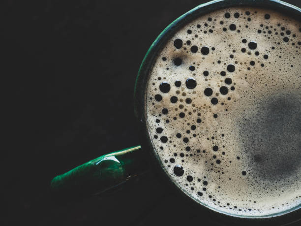 istock espresso in green clay coffee cup, copy space 1146452600