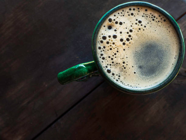 istock espresso in green clay coffee cup, copy space 1146453203