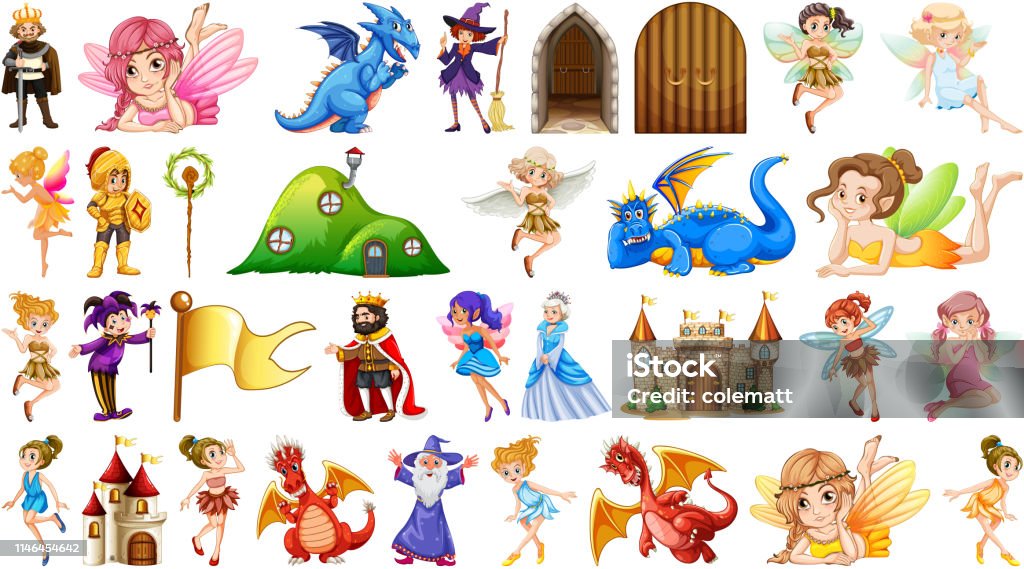 large fantasy object set large fantasy object set illustration Fairy stock vector