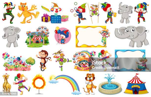 Set Of Circus Objects Stock Illustration - Download Image Now - Circus,  Clown, Illustration - iStock