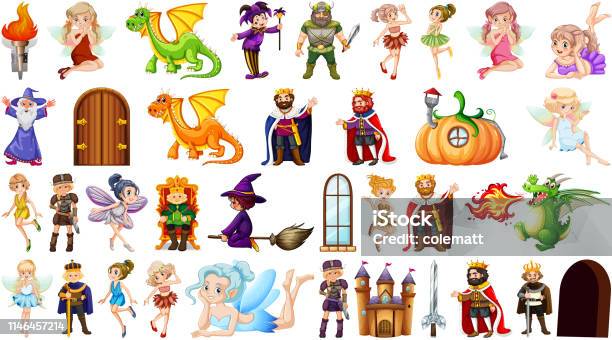 Set Of Medieval Character Stock Illustration - Download Image Now - Fairy, Knight - Person, Medieval