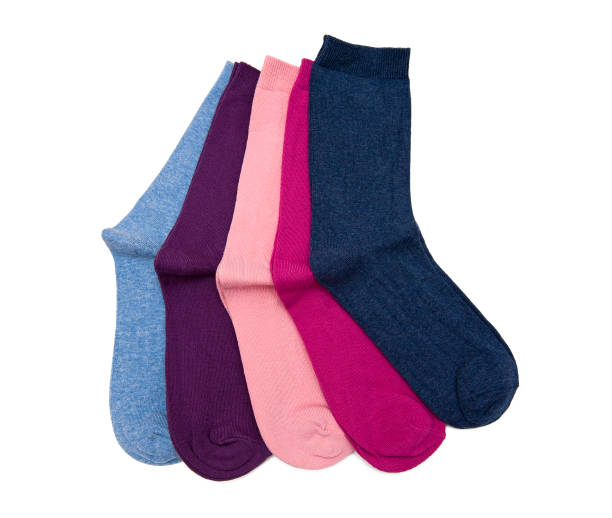 calzini isolati su bianco - sock wool multi colored isolated foto e immagini stock