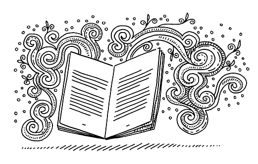 Open Book Storytelling Fantasy Doodle Drawing