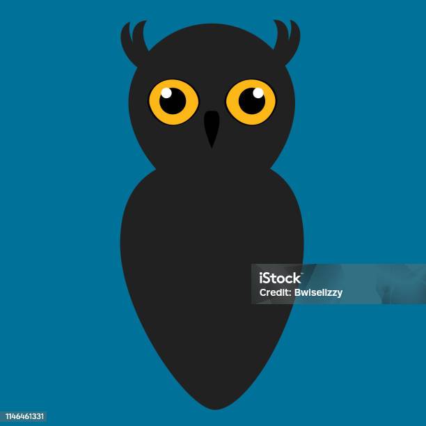 Black Owl Simple Drawing Stock Illustration - Download Image Now - Animal, Animal Wildlife, Art