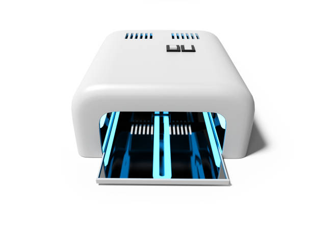 istock Drying lamp for manicure top view 3d render on white background with shadow 1146461783