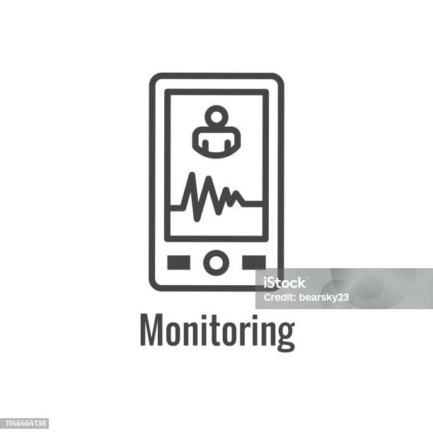 Digital Health Icon W Wearable Technology Or Mobile Tablet Image Stock Illustration - Download Image Now