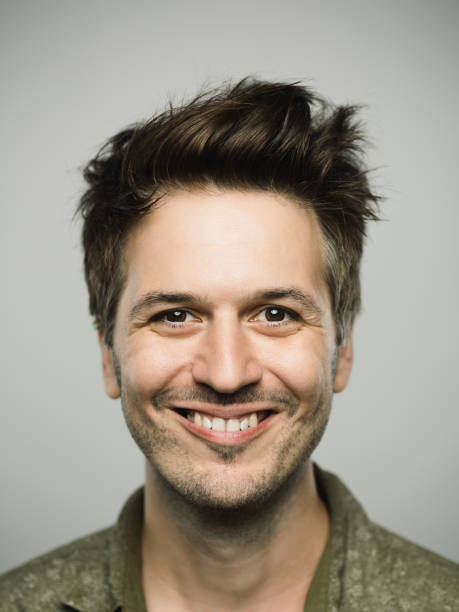 istock Portrait of real caucasian man with excited expression looking at camera 1146464981