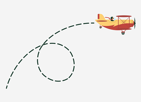 Plane With Path Of Movement Airplane Route Trajectory Dotted Line Stock ...