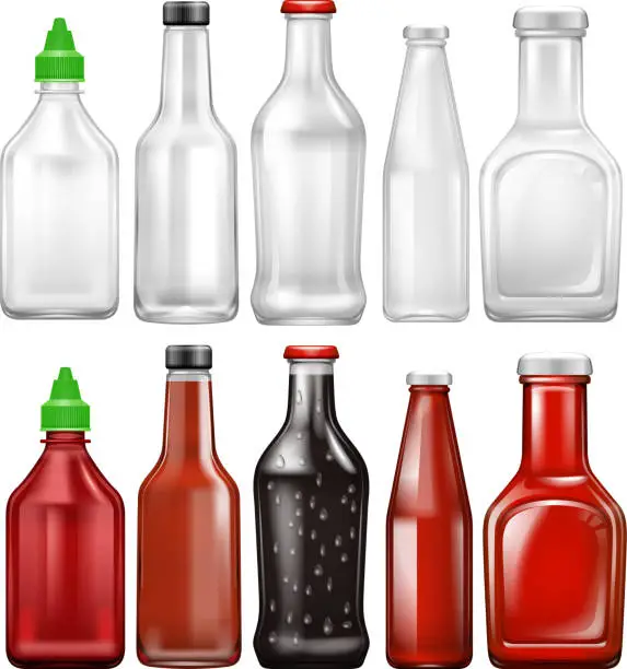 Vector illustration of Set of sauce bottle