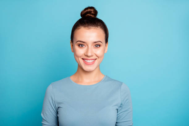 istock Close up photo of friendly optimistic lady feel glad pretty isolated dressed modern spring outfit on vibrant background 1146466461